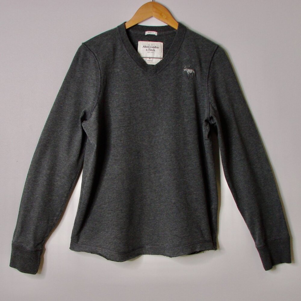 Abercrombie & Fitch Gray Muscle Top V-neck Long Sleeve Henley Crew Thermal Large